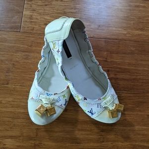 Louis Vuitton white ballet flats